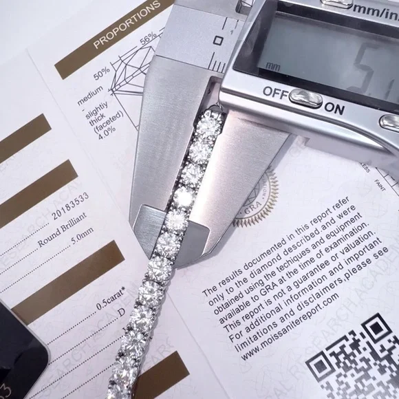 20ct.tw Genuine Moissanite 5mm / 8in Tennis Bracelet Gra Cert. - Picture 4 of 14